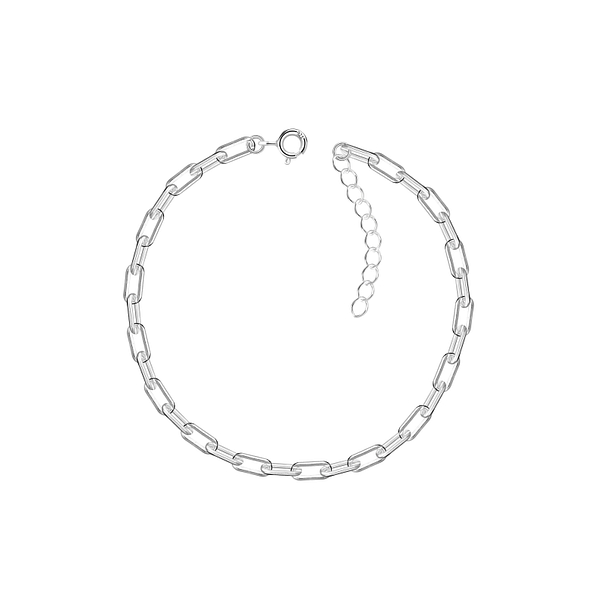 Wholesale 18mm Sterling Silver Square Paperclip Bracelet - JD24447