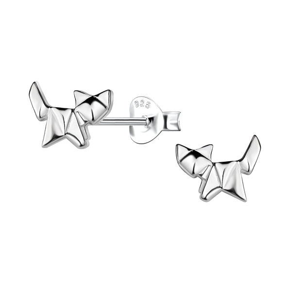 Wholesale Sterling Silver Origami Cat Ear Studs - JD24384