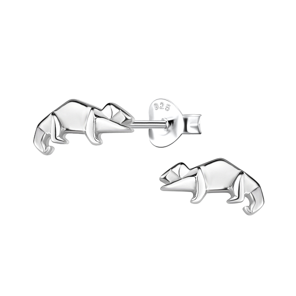 Wholesale Sterling Silver Origami Lizard Ear Studs - JD24387