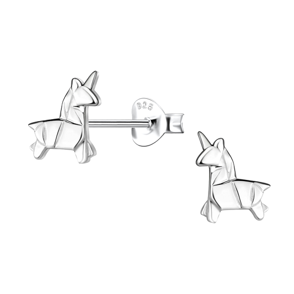 Wholesale Sterling Silver Origami Unicorn Ear Studs - JD24388