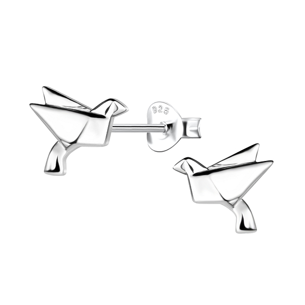 Wholesale Sterling Silver Origami Bird Ear Studs - JD24390