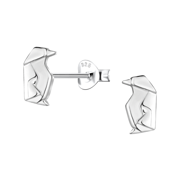 Wholesale Sterling Silver Origami Penguin Ear Studs - JD24393