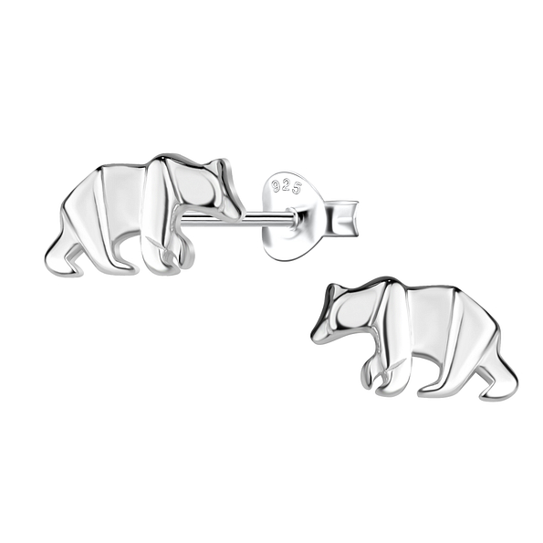 Wholesale Sterling Silver Origami Bear Ear Studs - JD24395