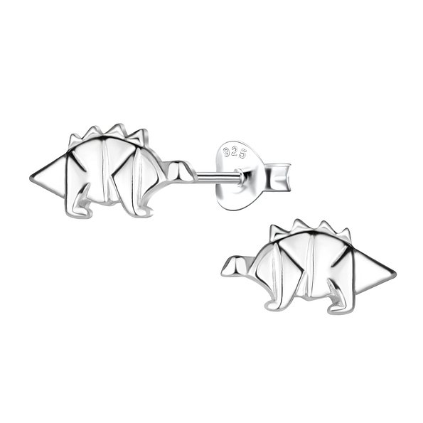 Wholesale Sterling Silver Origami Dinosaur Ear Studs - JD24397