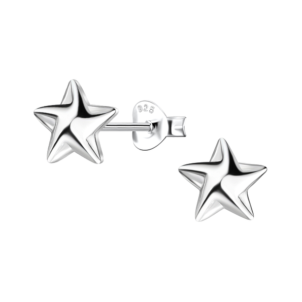 Wholesale Sterling Silver Origami Star Ear Studs - JD24401