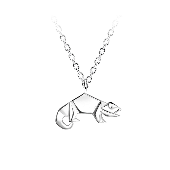 Wholesale Sterling Silver Origami Lizard Necklace - JD24369 Wholesale Sterling Silver Origami Lizard Necklace - JD24369