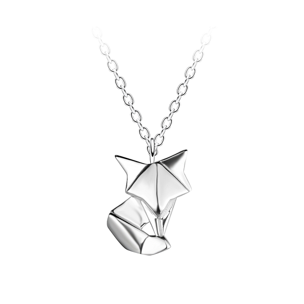Wholesale Sterling Silver Origami Fox Necklace - JD24371