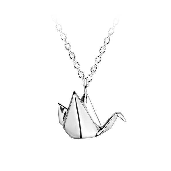Wholesale Sterling Silver Origami Bird Necklace - JD24374 Wholesale Sterling Silver Origami Bird Necklace - JD24374