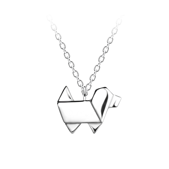 Wholesale Sterling Silver Origami Dog Necklace - JD24381
