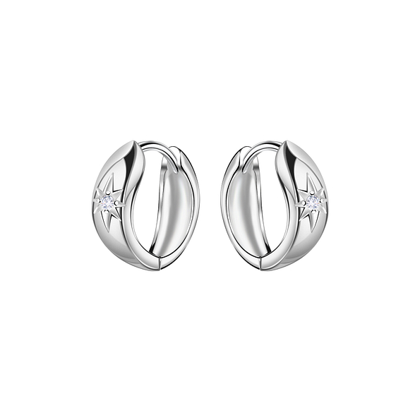 Wholesale 12mm Sterling Silver Geometric Huggie Earrings - JD23891
