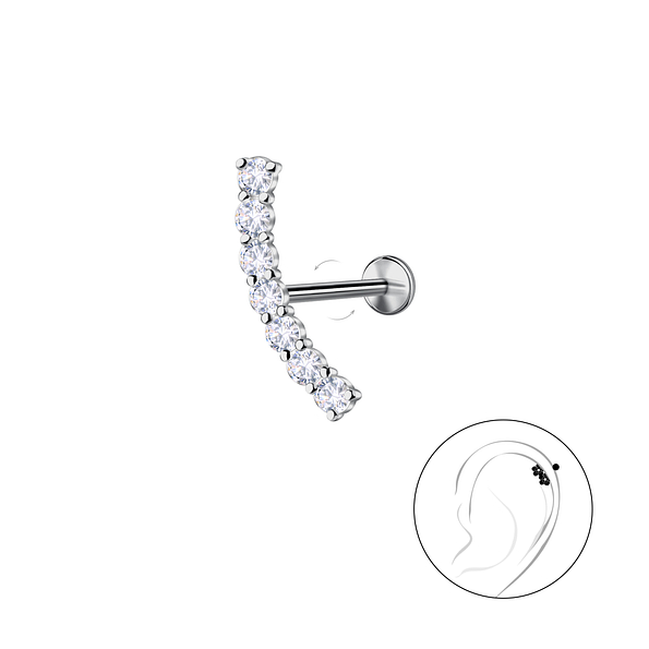 Wholesale Sterling Silver Curved with Titanium Labret - JD25422