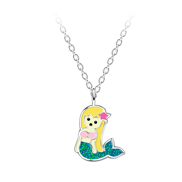 Wholesale Sterling Silver Mermaid Necklace - JD24040 Wholesale Sterling Silver Mermaid Necklace - JD24040