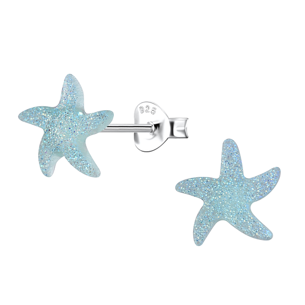 Wholesale Sterling Silver Ear Studs with Resin Starfish - JD24335 Wholesale Sterling Silver Ear Studs with Resin Starfish - JD24335