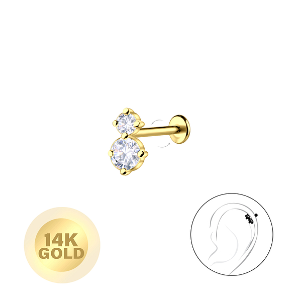 Wholesale 14ct Solid Gold - Geometric Labret with 3mm Disc - JD24687 Wholesale 14ct Solid Gold - Geometric Labret with 3mm Disc - JD24687