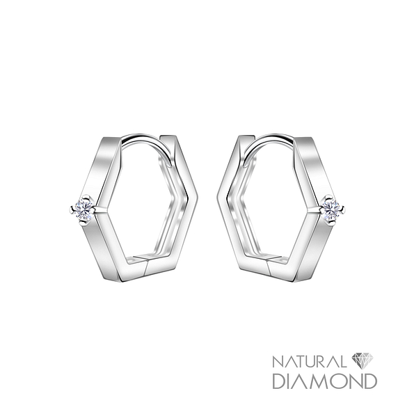 Wholesale 11mm Sterling Silver Geometric Huggie Earrings With Diamond - JD22724 Wholesale 11mm Sterling Silver Geometric Huggie Earrings With Diamond - JD22724