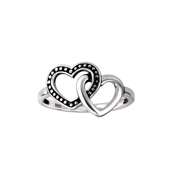 Wholesale Sterling Silver Double Heart Ring - JD26118