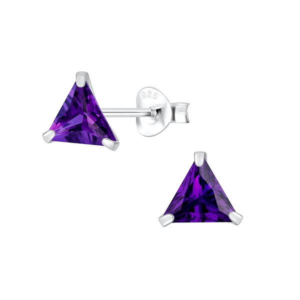 Wholesale 6mm Triangle Cubic Zirconia Sterling Silver Ear Studs - JD1981