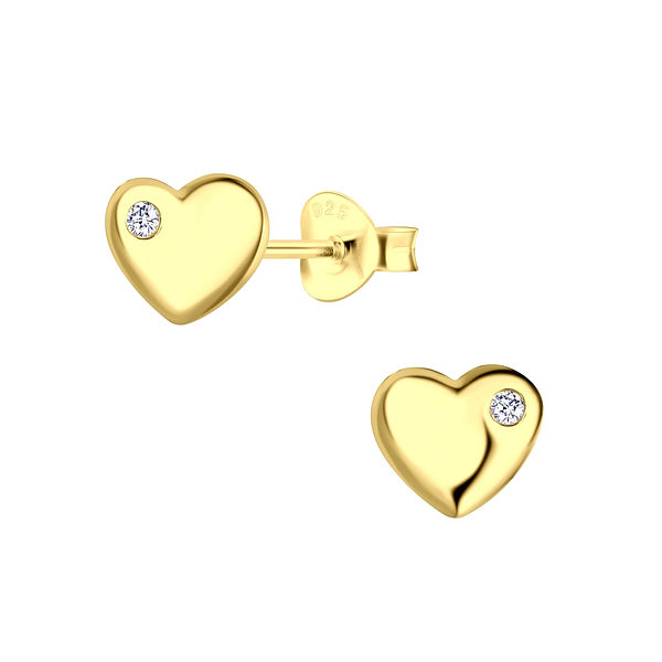 Wholesale Sterling Silver Heart Cubic Zirconia Ear Studs - JD6255