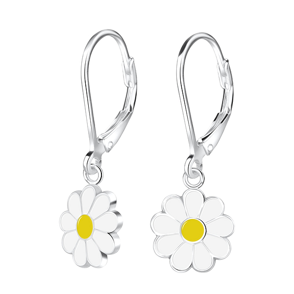 Wholesale Sterling Silver Daisy Flower Lever Back Earrings - JD7008