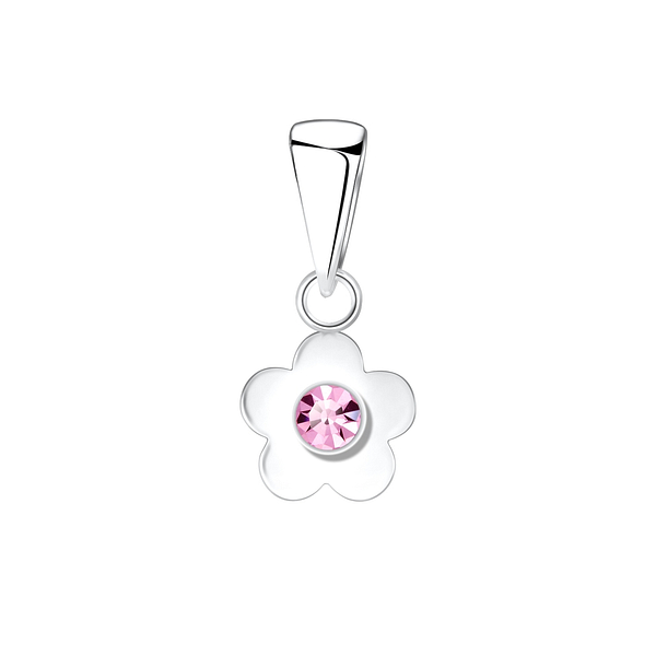 Wholesale Sterling Silver Flower Crystal Pendant - JD7020