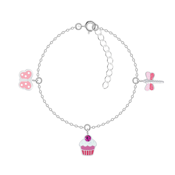 Wholesale Sterling Silver Pink Lovers Bracelet - JD7931