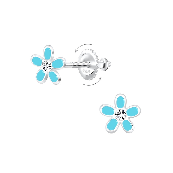 Wholesale Sterling Silver Flower Screw Back Ear Studs - JD9982