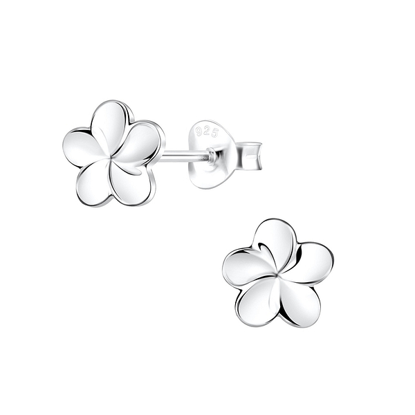 Wholesale Sterling Silver Plumeria Flower Ear Studs - JD10110