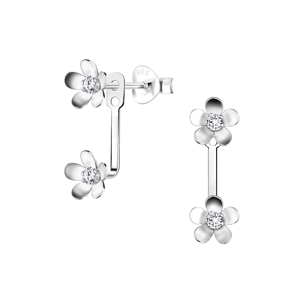 Wholesale Sterling Silver Flower Ear Jacket - JD6187