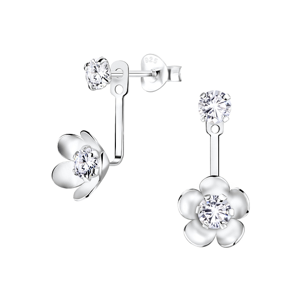 Wholesale Sterling Silver Flower Ear Jacket - JD4342