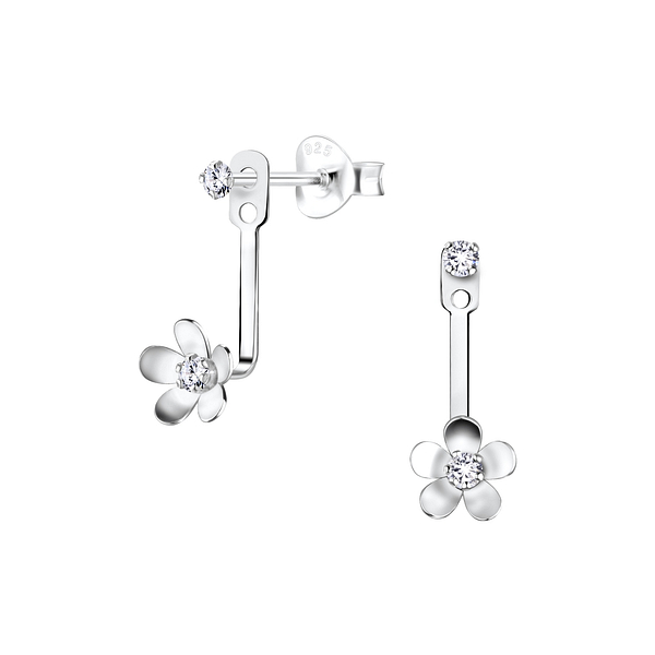 Wholesale Sterling Silver Flower Ear Jacket - JD3722
