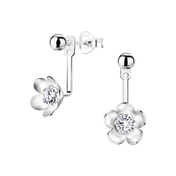 Wholesale Sterling Silver Flower Ear Jacket - JD4343