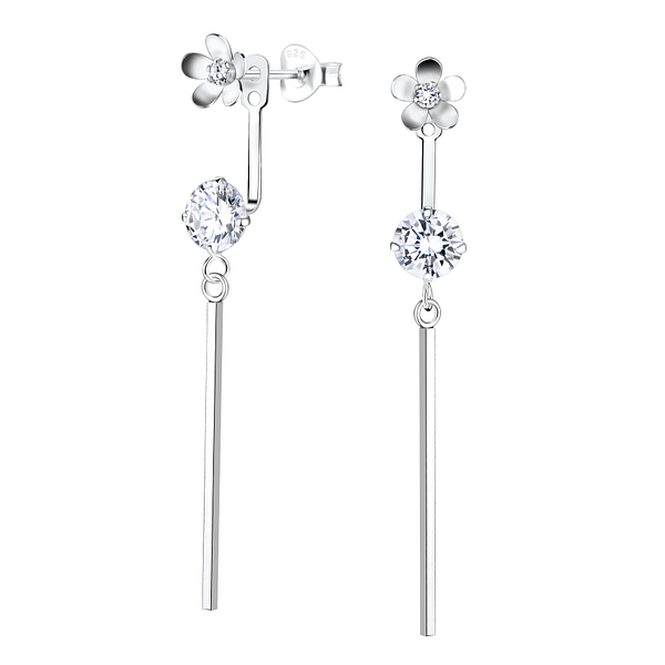 Wholesale Sterling Silver Flower Ear Jacket - JD5354
