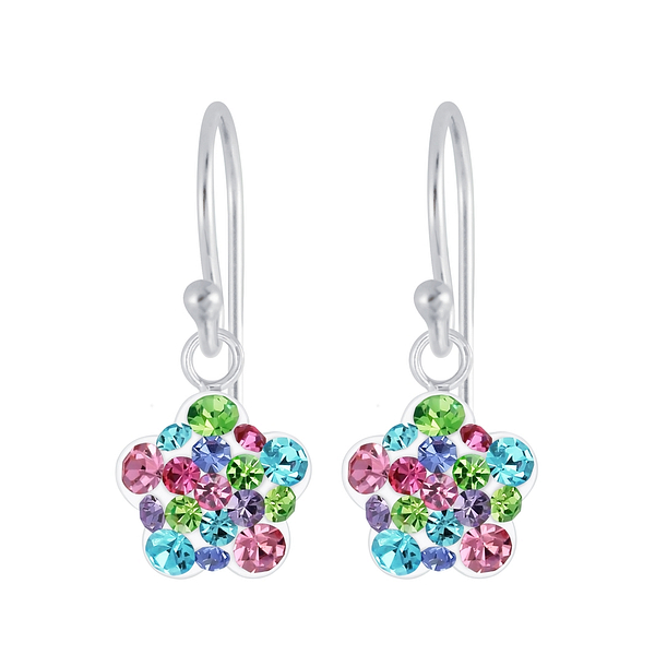 Wholesale Sterling Silver Flower Crystal Earrings - JD6927