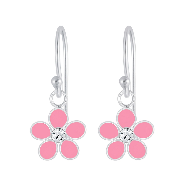 Wholesale Sterling Silver Flower Crystal Earrings - JD4652