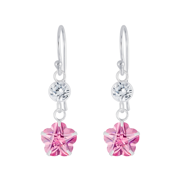 Wholesale Sterling Silver Flower Cubic Zirconia Earrings - JD6145