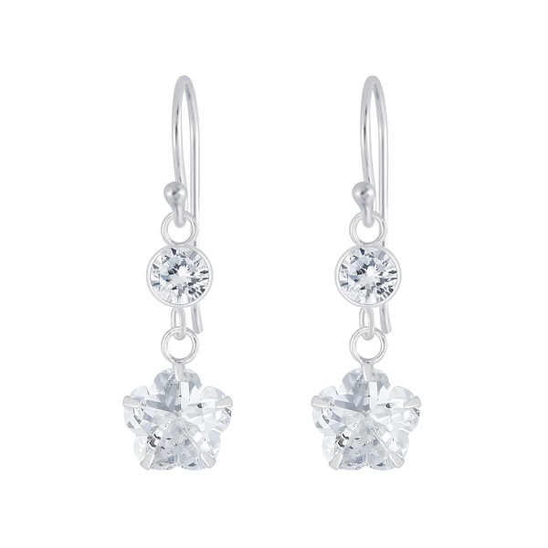 Wholesale Sterling Silver Flower Cubic Zirconia Earrings - JD5389