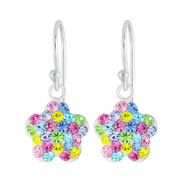 Wholesale Sterling Silver Flower Crystal Earrings - JD5490