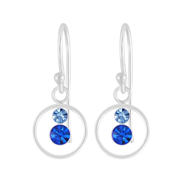 Wholesale Sterling Silver Circle Crystal Earrings - JD4097