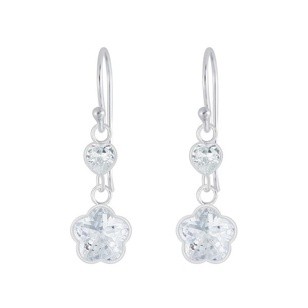 Wholesale Sterling Silver Flower Cubic Zirconia Earrings - JD5557