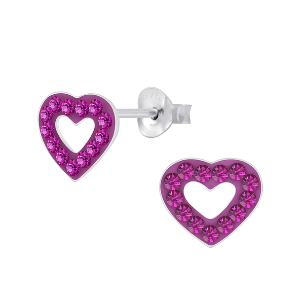 Wholesale Sterling Silver Crystal Heart Ear Studs - JD6909