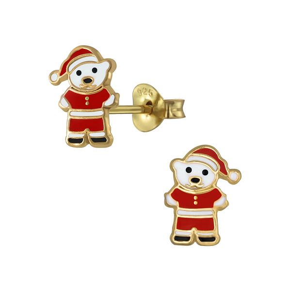 Wholesale Sterling Silver Santa Bear Ear Studs - JD2368