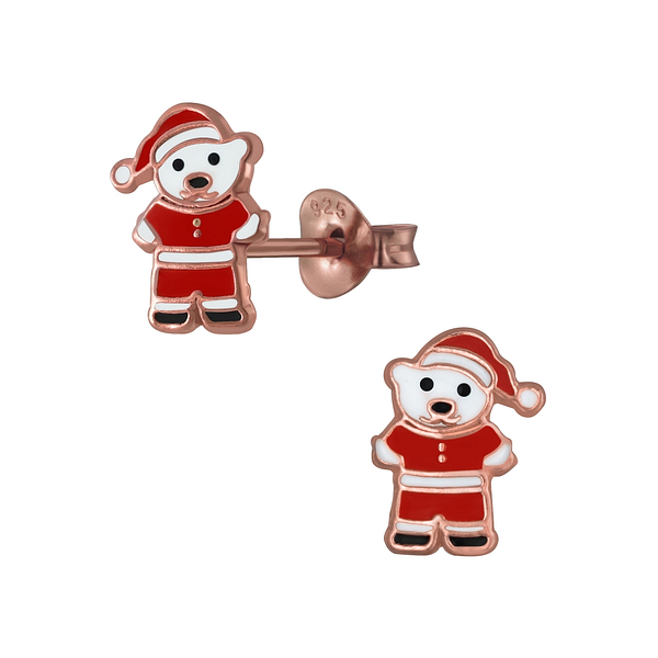 Wholesale Sterling Silver Santa Bear Ear Studs - JD2369