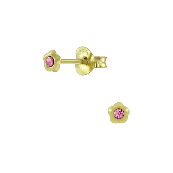 Wholesale Sterling Silver Crystal Flower Ear Studs - JD5488