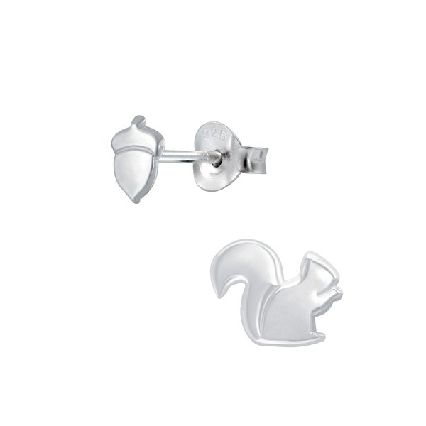 Wholesale Sterling Silver Squirrel And Nut Ear Studs - JD2465