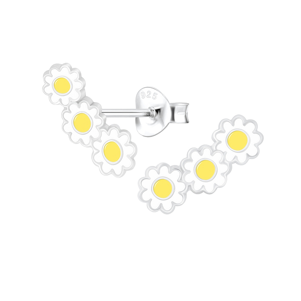 Wholesale Sterling Silver Triple Daisy Ear Studs - JD7529