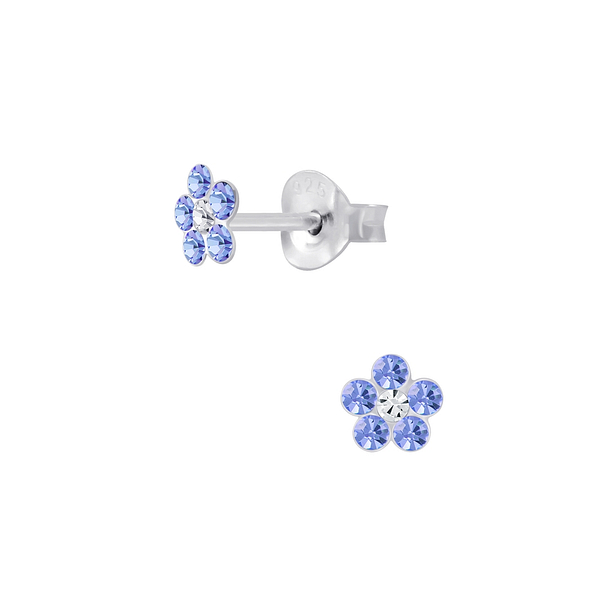 Wholesale Sterling Silver Crystal Flower Ear Studs - JD5721