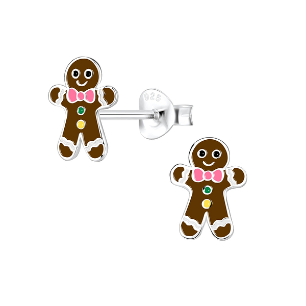 Wholesale Sterling Silver Gingerbread Ear Studs - JD8427