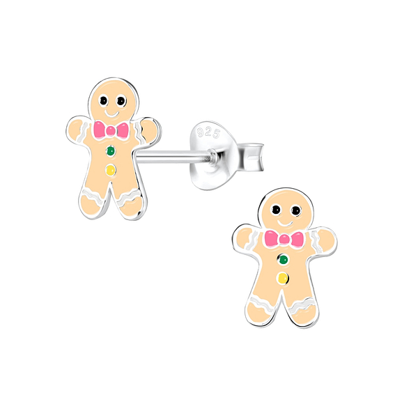 Wholesale Sterling Silver Gingerbread Ear Studs - JD9663