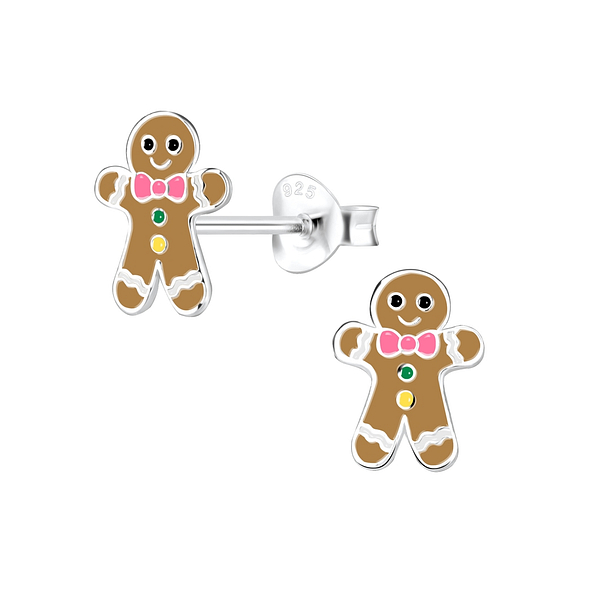 Wholesale Sterling Silver Gingerbread Ear Studs - JD8426
