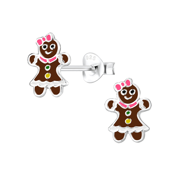 Wholesale Sterling Silver Gingerbread Ear Studs - JD8429